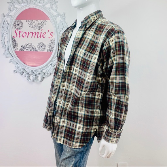 Ralph Lauren/ Plaid Brown Green Cream Blue Yellow - Picture 3 of 9